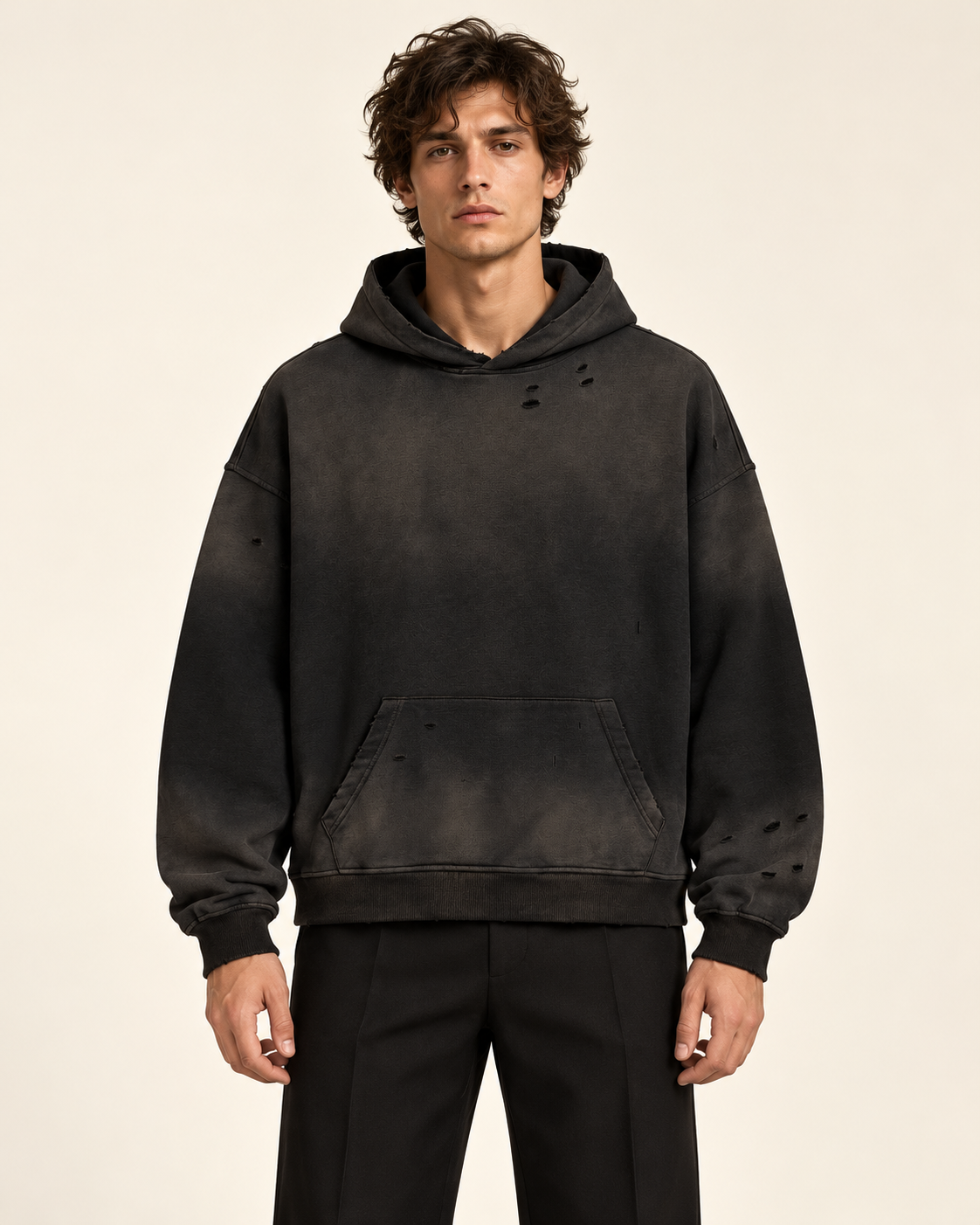 Ardore Washed Signal Hoodie – pasvorm op model (AI-visualisatie)